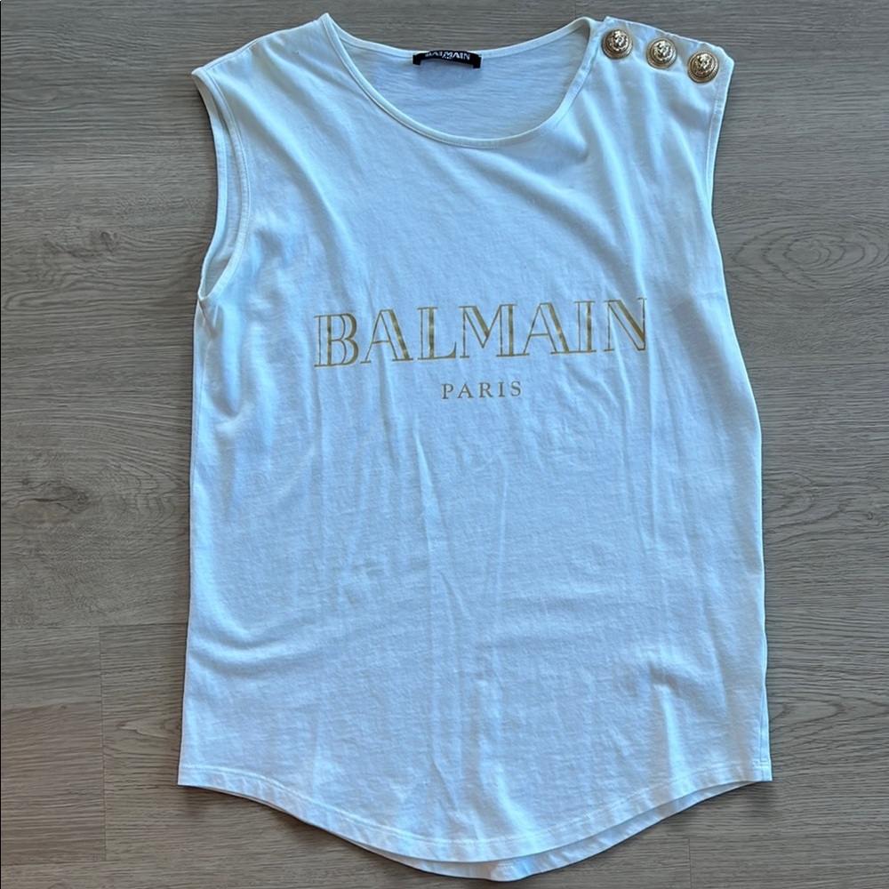 Balmain White Sleeveless Top